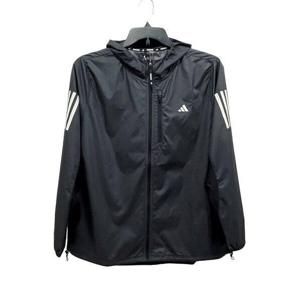 adidas Own the Run Black Windbreaker — Women’s XL — Lightweight Jacket NWT - Picture 1 of 16